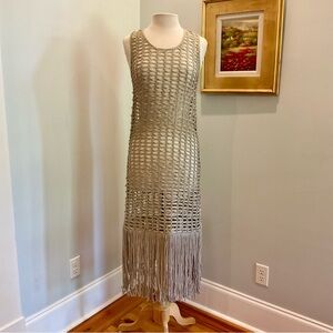 Designer Crochet Cover-up Fringe‎ Maxi Dress